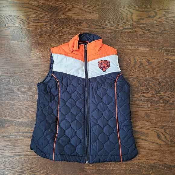 NFL Team Chicago Bears Quilted Vest - Navy and Orange women's size S - Picture 1 of 6